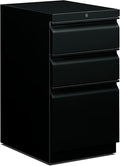 HON 33720RP 19-7/8-Inch Efficiencies Mobile Pedestal File with 1 File and 2 Box Drawers Black