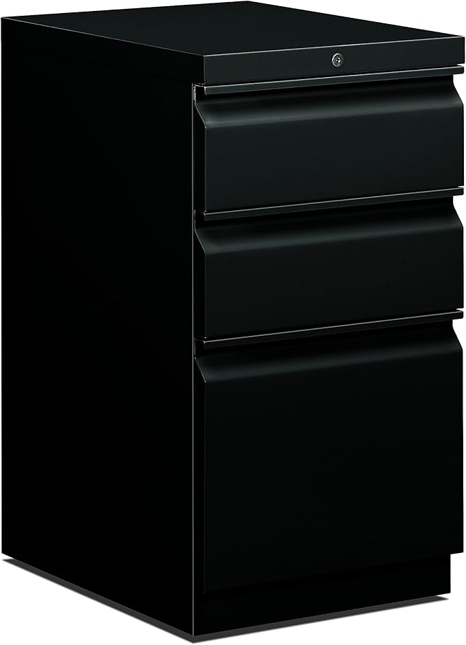 HON 33720RP 19-7/8-Inch Efficiencies Mobile Pedestal File with 1 File and 2 Box Drawers Black
