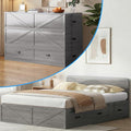 PUREMIND Murphy Bed Full with Mattress Included Wood Cabinet Bed with Dual Storage Drawers &amp 2 Pillows 3-in-1 Convertible Sofa Beds for Small Space Guest Room Home Office Gray