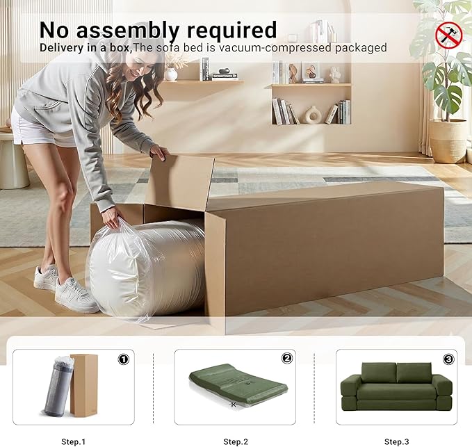 81 Inch Convertible Folding Sofa Bed Fold Out Couch Bed Corduroy Futon Couch with Back Pillows Boneless Sofa Comfy Lounge Floor Sleeper Mattress Loveseat for Living Room Bedroom Black