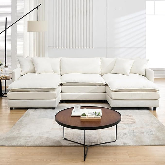 Modular Sectional Sofa Convertible U Shaped Cloud Couch with Memory Foam Comfy Modular Sofa with Ottomans Chenille Fabric for Living Room