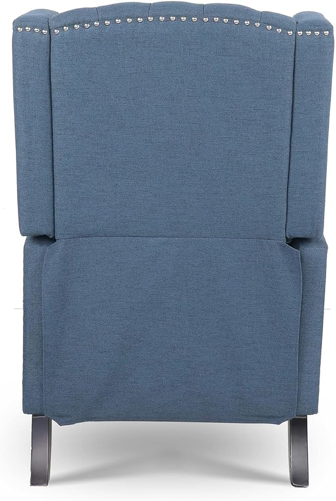 Fabric Wingback Recliner Chair for Adults Blue Accent Chair Living Room Upholstered Mid-Century Modern Recliner Tufted Armchair Reclining Reading Arm Chair 27 Wide