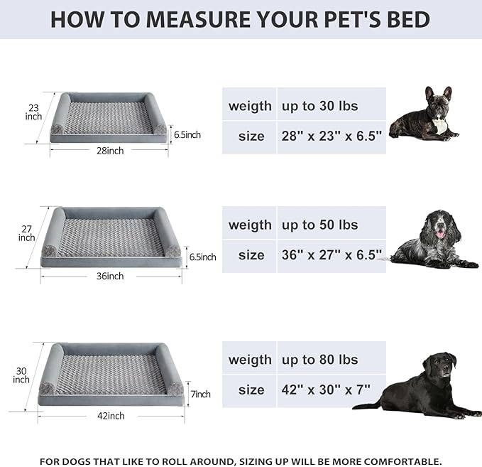 BFPETHOME Dog Beds for Large Dogs Orthopedic Dog Bed for Medium Large DogsBig Waterproof Couch Pet Bed with Removable Washable Cover