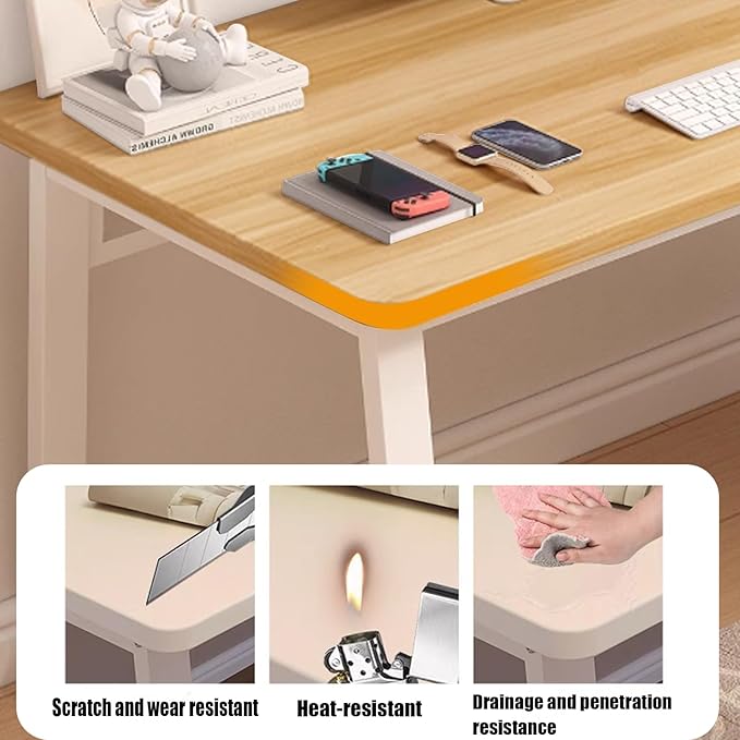 Small Office Computer Desk Writing Desk Waterproof and Scratch-ResistantSturdy Study Writing Desk with Wooden Tabletop and Metal Frame for Bedroom