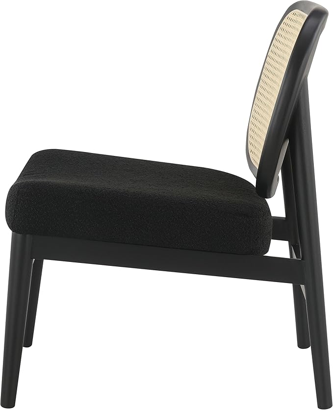 Coaster Home Furnishings - Rayo - Wood - Cane Back Upholstered Accent Chair with Armless Design Cushioned Seat and Tapered Legs - Living Room - Black - 900620