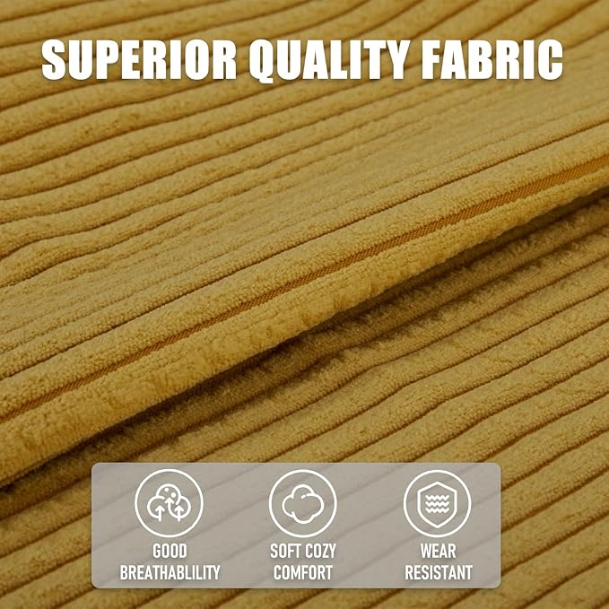 3 in 1 Sleeper Chair Bed Foldable Convertible Chair with Armrest Thickened Cushion and Sponge Corduroy Fabric Adjustable Backrest Upholstered Accent Sofa for Apartment/Bedroom/Office - Yellow