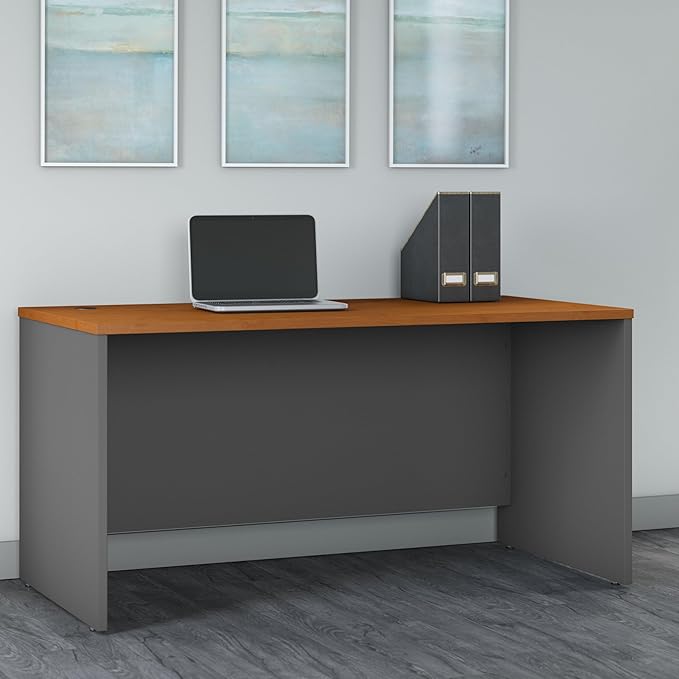 Bush Business Furniture Series C 60W Office Desk in Natural Cherry Large Computer Table for Home and Professional Workplace
