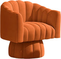 Accent Chair Mid Century 360 Degree Swivel ChairModern Lounge Sofa Round Barrel Chair with Wide UpholsteredFluffy Velvet Fabric Chairs for Home Sofa Living Room/Bedroom/Waiting Room (Orange)