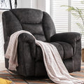 ANJ Rocking Recliner Chair Oversized Swivel Rocker Recliners Comfy Glider Rocking Chairs for Big Man Extra Wide Recliners Overstuffed Reclining Chair for Living Room Grey