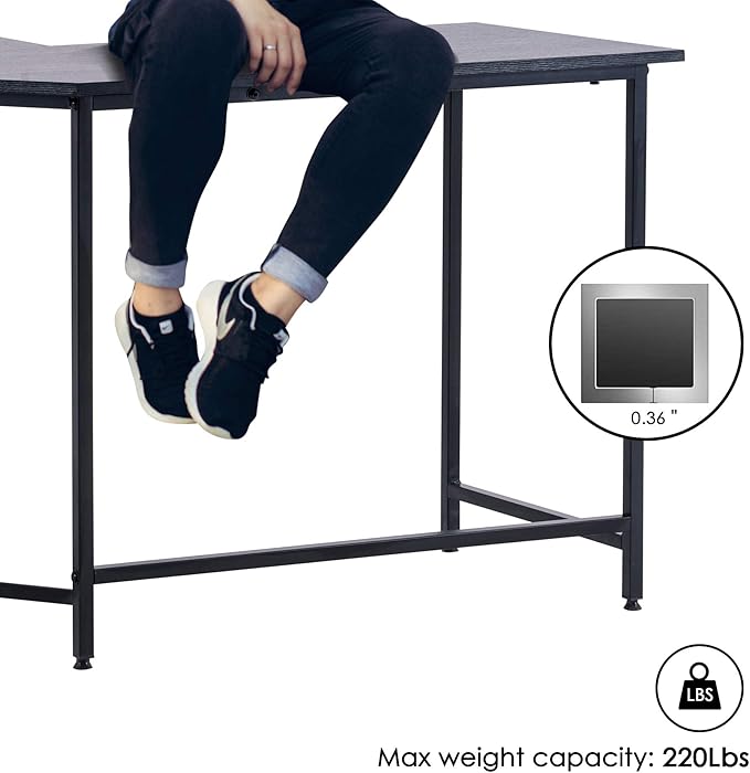 ivinta L Shaped Gaming Desk Modern Reversible Corner Computer Desk with Monitor Stand for Small Spaces Living Room Bedroom Home Office 6404 (Black)