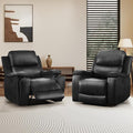 CANMOV Manual Recliner Chair Set of 2 Classic Faux Leather Recliner Chair with Overstuffed Arms and Back Manual Single Sofa with Concealed Cup Holders Black