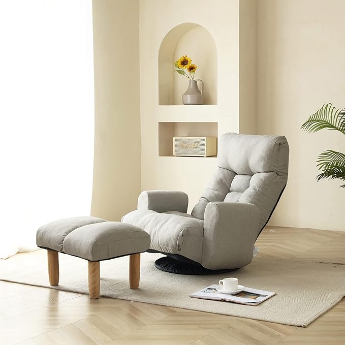 YAFF Adjustable Head and Waist Game Chair Lounge Chair in The Living Room 360 Degree rotatable Sofa ChairRotatable seat Leisure Chair Deck ChairLeisure Sofa and Lounge Chair combination-2598