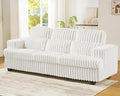 VanAcc 89 Inch Sofa Modern Couch with Deep Seats Comfy Sofa with 3 Throw Pillows Upholstered Couch for Living Room White