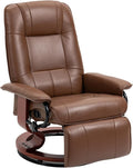 HOMCOM Faux Leather Manual Recliner Adjustable Swivel Lounge Chair with Footrest Armrest and Wrapped Wood Base for Living Room Brown