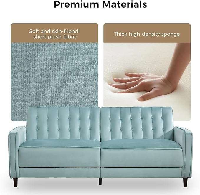 CANMOV Convertible Sofa Bed82″Fabric Futon Couch with Adjustable Backrest3 in 1 Convertible Comfy Loveseat Recliner Sleeper Sofa Bed for Living RoomBlue