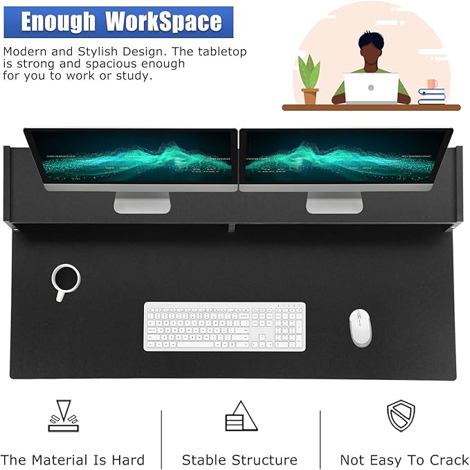 PayLessHere Office Desk Computer Desk with Drawers Keyboard Tray 43 Study Writing Desks for Home with Storage Shelves Desks &amp Workstations