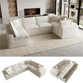 130 Oversized Boneless Cloud Couch Modular Sectional Couches for Living Room U-Shaped with Deep Seats No Assembly Required 6-Seater Washable Fabric Sleeper Sofa White