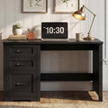 Farmhouse 47” Executive Desk with File Drawer Mutual Installation Rustic Computer Desk with 2 Storage DrawersOffice Home Workstation for Work Study Writing Black