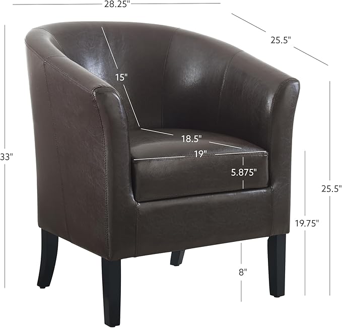 Linon Home Dcor Linon Home Decor Simon Club Chair 33 x 28.25 x 25.5 Brown