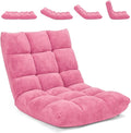 Moccha 14-Position Floor Chair Folding Sofa Chair with Back Support Memory Foam Floor Gaming Chairs for Adults Adjustable Padded Couch Recliner Sleeper Bed for Reading Meditating Pink