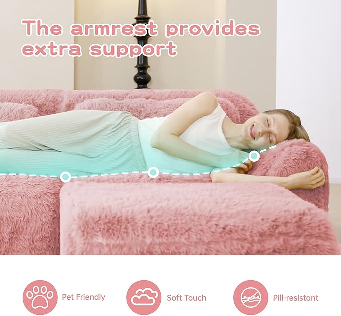 80.3 loveseat Sectional Couches for Living Room - Cloud Modular Couch Boneless Plush Sofa with Deep Seat &amp Support Pillow - Pink