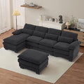 OUYESSIR 114 U Shape Sectional Cloud Couch with OttomanFluffy Sectional Couches for Living Room4 Seater Modular Sectionals SofaComfy Cloud Sofas &amp Couches with 4 PillowsDark Grey