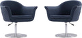 Manhattan Comfort Voyager Adjustable Swivel Accent Chair Set of 2 with 360° Turn Mid-Century Modern Design Woven Upholstery and Removable Cushion Ideal for Living Room or Home Office Smokey Blue