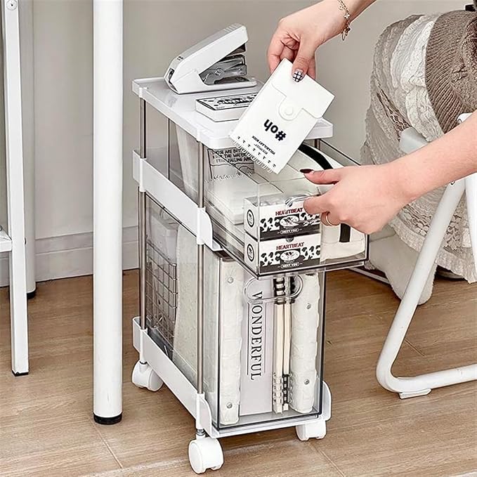 Mobile Filing Cabinet with Wheels Trolley Shelf Under the Desk Office Desk Data Storage Shelf Drop Wheel Drawer Storage File Cabinet