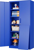 SISESOL Blue Metal Storage Cabinet with 6 Shelves71 Garage Storage Cabinet with Lock6 Tier Steel Cabinets with Locking DoorsLockable Cabinets for HomeOfficeShopGarage