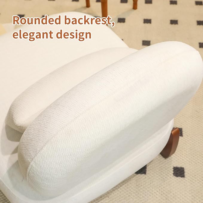 HAZO Cute Accent Chair with Solid Wood Legs Velvet Living Room Chair with Soft Cushion Cozy Bedroom Chair Comfy Armless Reading Chair for Apartment Waiting Room Balcony (White-2pcs)