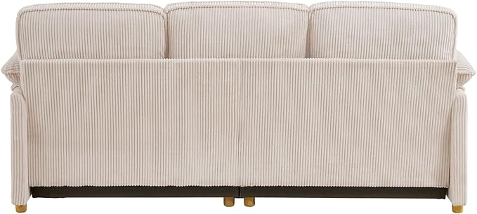 ONBRILL 86.6 Corduroy Couches for Living Room Comfy 3 Seater Sofa with Pillow-Top Armrest &amp Dual-Layer Cushions Mid Century Modern Couch for Bedroom Apartment Beige