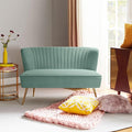 HULALA HOME Velvet Loveseat Sofa with Gold Legs Mid-Century Modern Upholstered Love seat Couch Tufted Small 2-Seat Sofa Armless for Living Room Bedroom Apartment Small Spaces SAGE