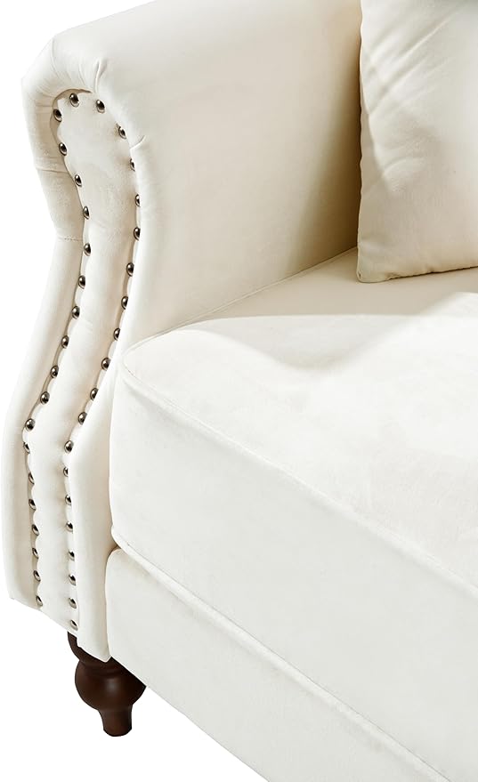 Legend Vansen 87.8 inchs Convertible Velvet Bed Sleeper Futon Sofas Cream