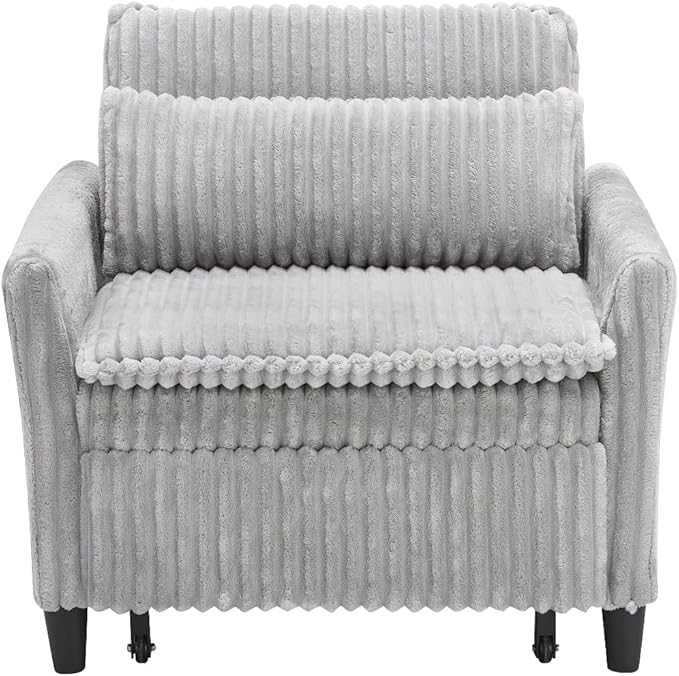 32 Wide Convertible Sleeper Chair with Pull Out Bed 3-in-1 Single Sofa Bed Adjustable Backrest &amp Side Storage Pocket | Space-Saving Couch for Small Spaces Living Room &amp Bedroom(Gray)