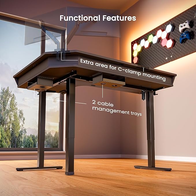 ErGear Electric L Shaped Standing Desk 65'' Height Adjustable Corner Stand up Desk with Storage Drawers &amp Cable Management Trays Modern Home Office Computer Workstation Black