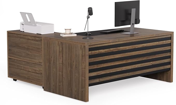 LITTLE TREE L-Shaped Computer Desk with File Cabinet Combo 63-Inch Office Desk 31-Inch Filing Cabinet with Storage &amp Drawer for A4/Letter/Legal Size File Large Business Furniture for Home Offic