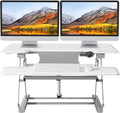 40 Inch Standing Desk Converter 12-Position Adjustable Height Computer Desk Converter Ergonomic for Use in Home Offices and Computer WorkstationsWhite