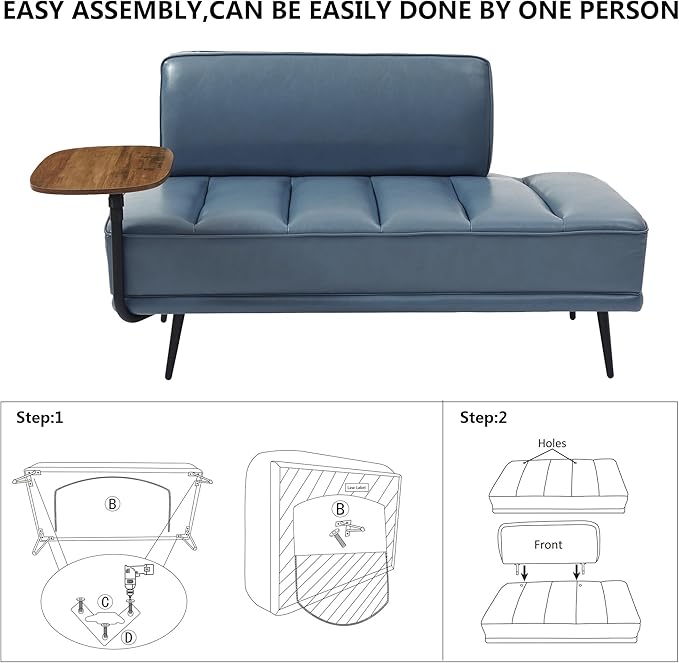 mikibama 2 Seater Loveseat Sofa Couch55 PU Leather Ottoman Bench for Bedroom Living RoomChannel Tufted Bed End Bench with BackFootrest Ottomans for Living RoomEntrywayWindow (PU Leather Grey)