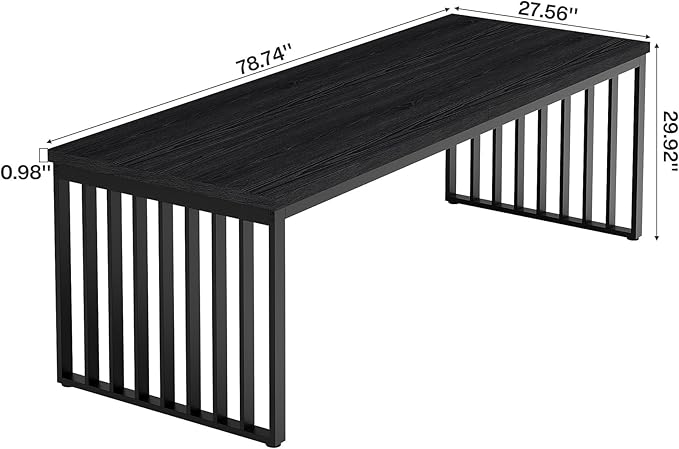 Tribesigns 78 Computer Desk Extra Long 2-Person Desk with Metal Legs Double Writing Table with Spacious Space Industrial Wooden Office Desk Large Study Desk Workstation for Home Office (Black)
