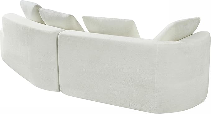 GDFStudio 116 Modern Curved Sectional Sofa with Chaise LoungePearl Upholstered Fully Compressed Sponge Couch2 Pcs SetRight Hand FacingFully Assembled Lounge Seating for Living RoomBeige