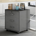 3-Drawer File Cabinet Mobile Filing Cabinet with Lock Wood Under Desk File Organizer for Home Office Storage Rolling Fits Letter/Legal/A4 Files Under Desk White/Black(Gray)