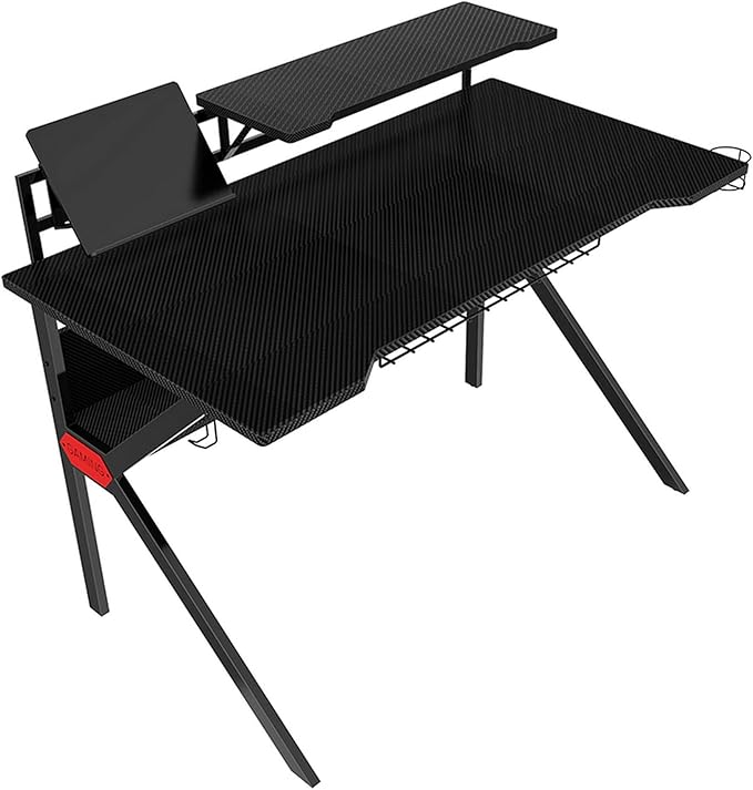 Anwick Ergonomic Computer Desk 47 inch Super Large Computer Writing Desk Gaming Sturdy Home Office Desk PVC Coated Ergonomic Metal Frame Gaming Desk with K Shape Legs Black