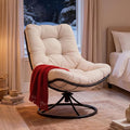 ONBRILL Swivel Accent Chair 360 Degree Swivel Chair with Soft Thick Cushion and Sturdy Steel Frame Modern Comfy Lounge Chair for Living Room Bedroom Reading Room Patio Outdoor Beige