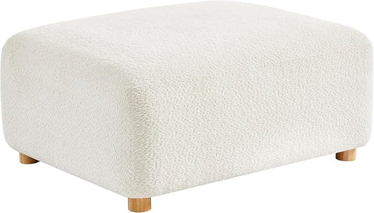 Modern Sherpa Boucle Ottoman Comfy Modular Cloud Couch Ottoman Apartment Cream White