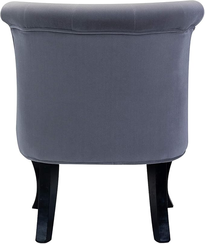 HULALA Home Velvet Accent Chair Set of 2 Modern Upholstered Fabric Armless Wingback Chair with Solid Wood Legs Comfy Tufted Vanity Club Chair for Reading Living Room Bedroom Guest Room Grey