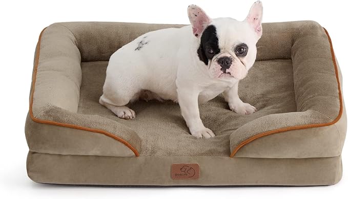 Bedsure Orthopedic Dog Bed Medium Size Dogs - Washable Medium Dog Cat Bed Waterproof Comfort Pet Couch Sofa with Washable Removable Cover Pets Bed with Nonskid Bottom Hazel 28
