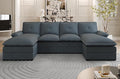 U Shaped Sectional Couches for Living Room110 Modern Big Sofa Couch with Double Chaise4 Seat Modular Sofa Couches with Thick Cushion &amp Soft BackrestBlue-Gray