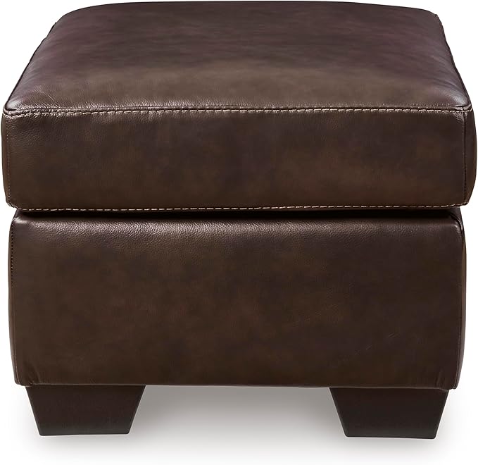 Signature Design by Ashley Santorine Classic Leather Match Rectangular Ottoman for Living Room Dark Brown