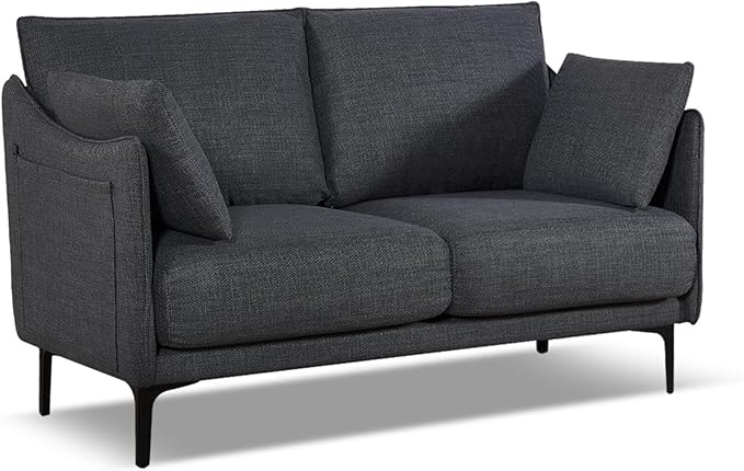 53 Loveseat Sofa Small Couch Fabric Upholstered 2-Seat Sofa with USB Port for Small Place Apartment Living RoomOffice(Grey)