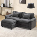 Modular Sectional Sofa 86 L Shaped Couch Set with Movable Ottoman Flannel Comfy Cloud Couch Sectional Set Extra Deep Seat Sofa with 2 Pillows for Living Room (Dark Grey 2-Seat &amp 1-Ottoman)
